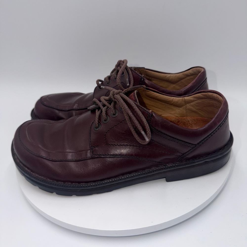 Birkenstock Footprints Mens 43/10-10.5 Burgundy Leather Moc Toe Oxford Lace Up